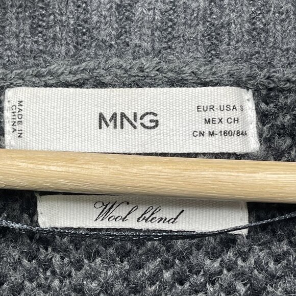 MNG Womens Wool-Blend Leopard Print Cardigan Sweater S Gray & Black - Picture 2 of 4